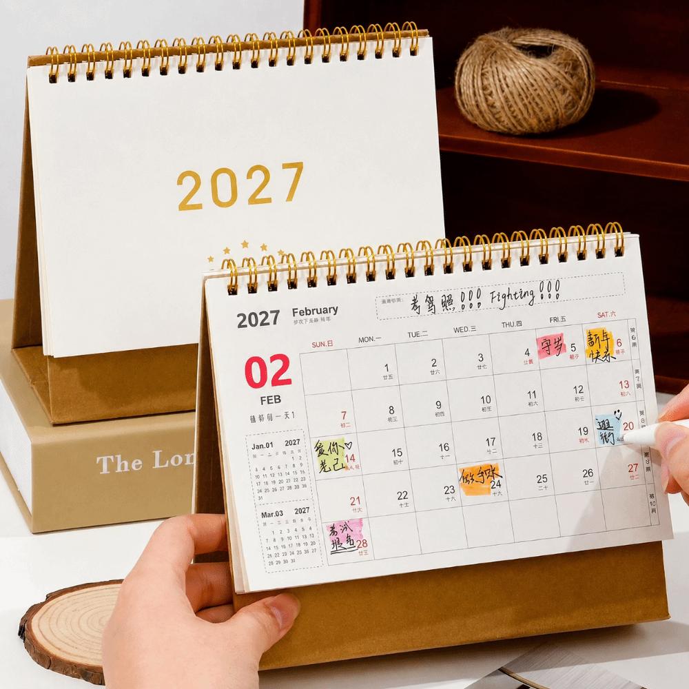 Multi-function Desktop Paper Calendar Standing Planner Scheduler 2027 Desk Calendar Home Office