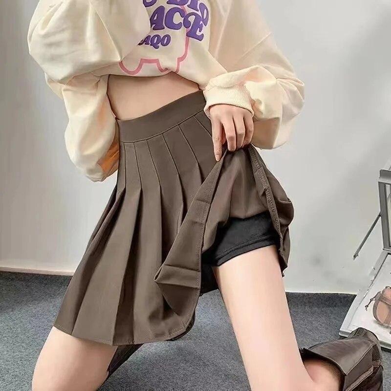 Sukně s vysokým pasem pro ženy Korejský styl Y2k Kawaii Černá minisukně Dámská sexy kostkovaná minisukně Letní dívčí školní uniforma