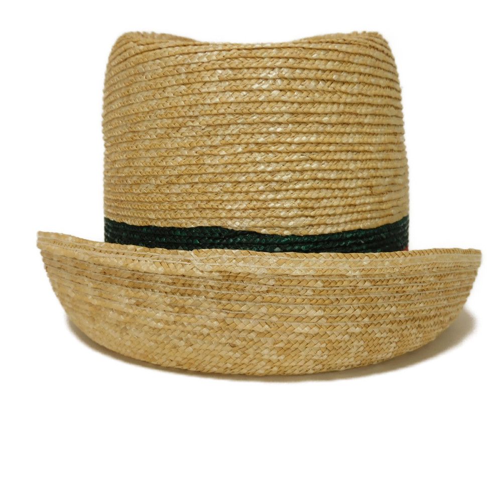 Used 9539 Woven Straw Hat 434760 K0M00 9666 7919 Sherry Green Red Straw Medium 22.4" Unused Web Stripe Natural Women's