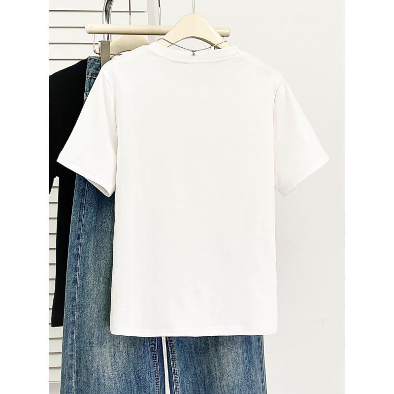 Plus Size Women's Short-Sleeve Casual Slimming T-Shirt - Summer Round Neck Versatile Top