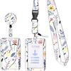 Students Bus Card Case Lanyard Child Visit Door Identity Badge Cards Cover Case Ladies Girls Flower ID Credit Bank Card Holder