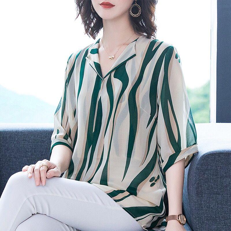 Summer Chiffon Shirt Large Women's Loose Top Summer Comfortable Casual Girls' Clothing