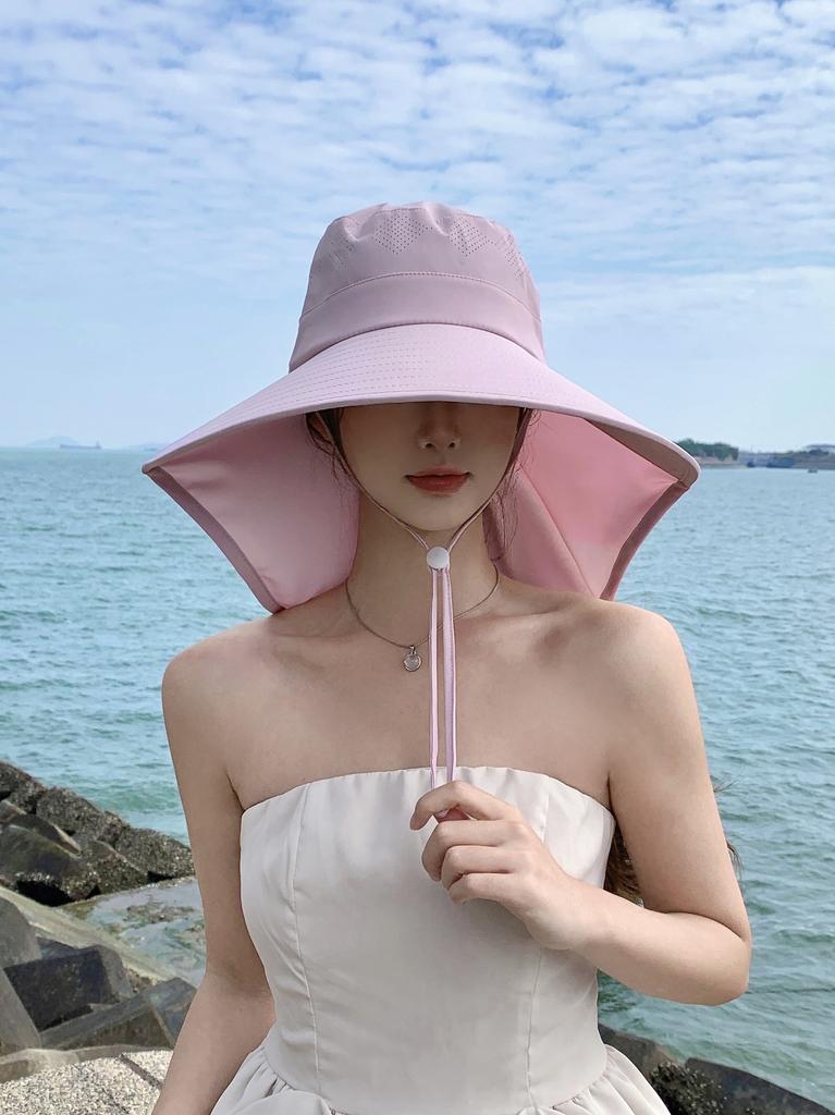 Breathable tea picking sunscreen hat women's new summer sun hat women's face covering large brim outdoor sun hat