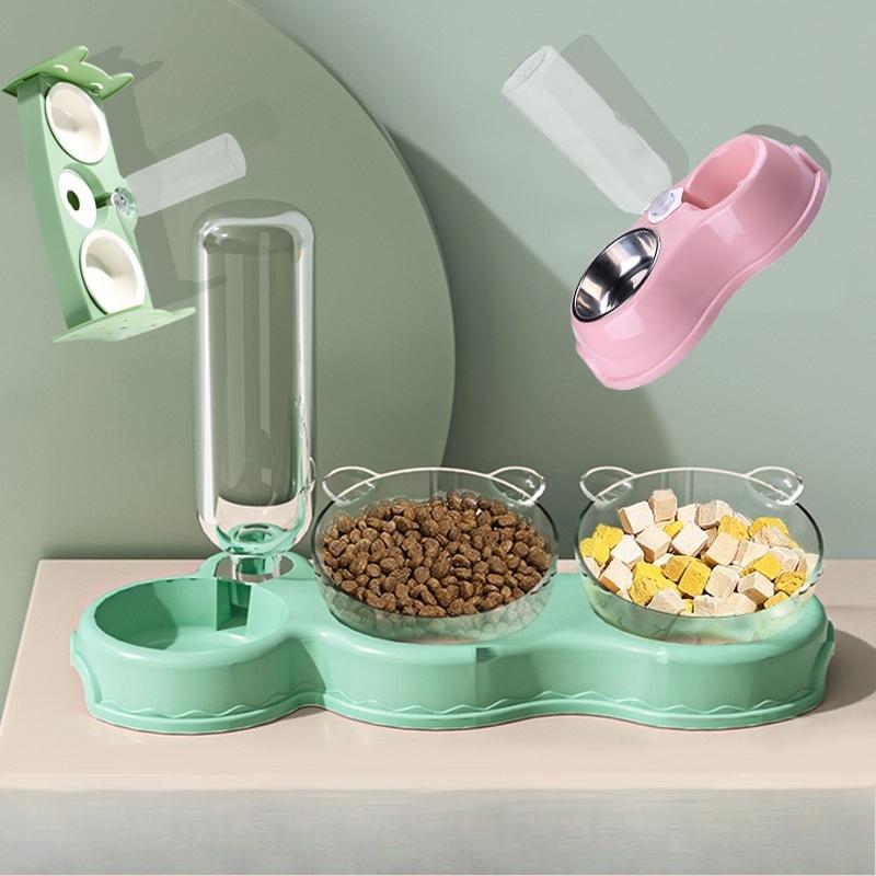 Cat Bowl, Double Bowl, Automatic Drinking and Food Bowl, Dog Bowl, Water Bowl, Anti-knock Pet Supplies, Food Bowl, Dog Bowl