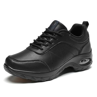 Waterproof Women's Walking Shoes Fashion Air-cushion Casual Sports Shoes Ladies Lace-up PU Leather Platform Shoes