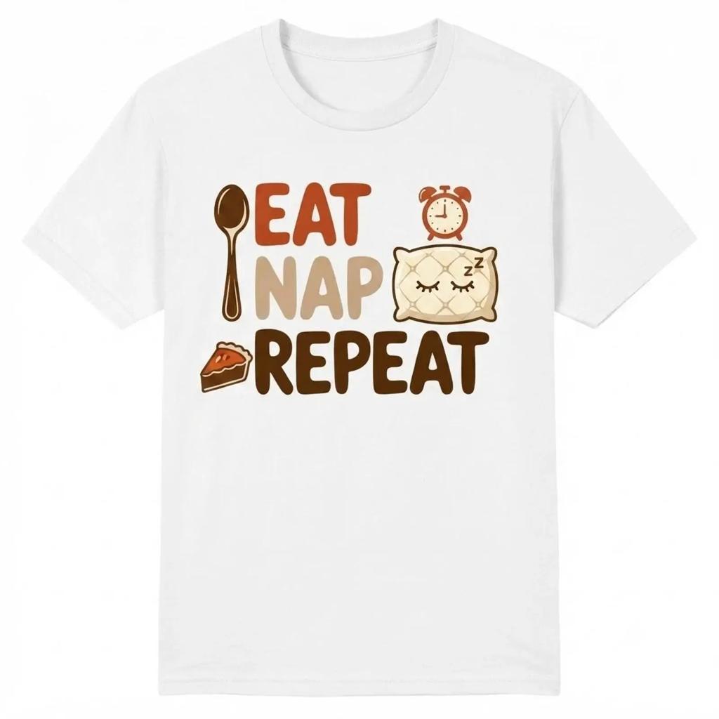 Eat Nap Repeat Spoon Pie Alarm Clock Lazy Day Sarcastic T Shirt For Vintage Stretched Fashion Soft