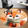 1pc Winter Fox Office Round Area Rug, Indoor Mat Suitable ForOffice, Under Office Chairs Bedroom Living Room Home Decor, Room Deco D079