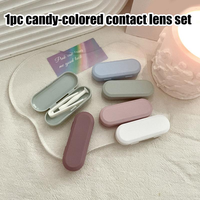 Portable Candy Color Contact Lens Case Kit 1Pcs Eye Care Organizer for Students Travelers and Professionals