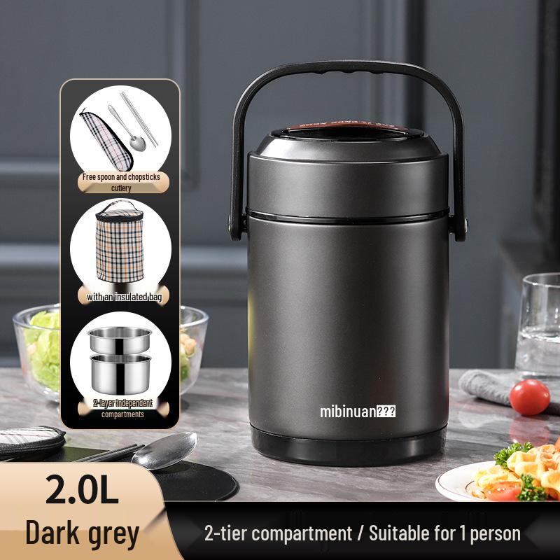 Winter Stainless Steel Insulated Multi-layer Lunch Box - Portable, Large Capacity, Keeps Food Hot for 24 Hours, Perfect for Home or Office.