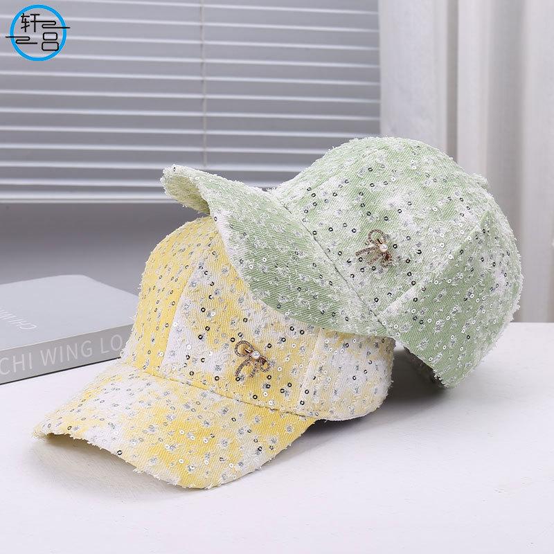 Spring and summer new fashion niche sequins old hole design baseball cap outdoor street racket travel sunshade sunscreen cap