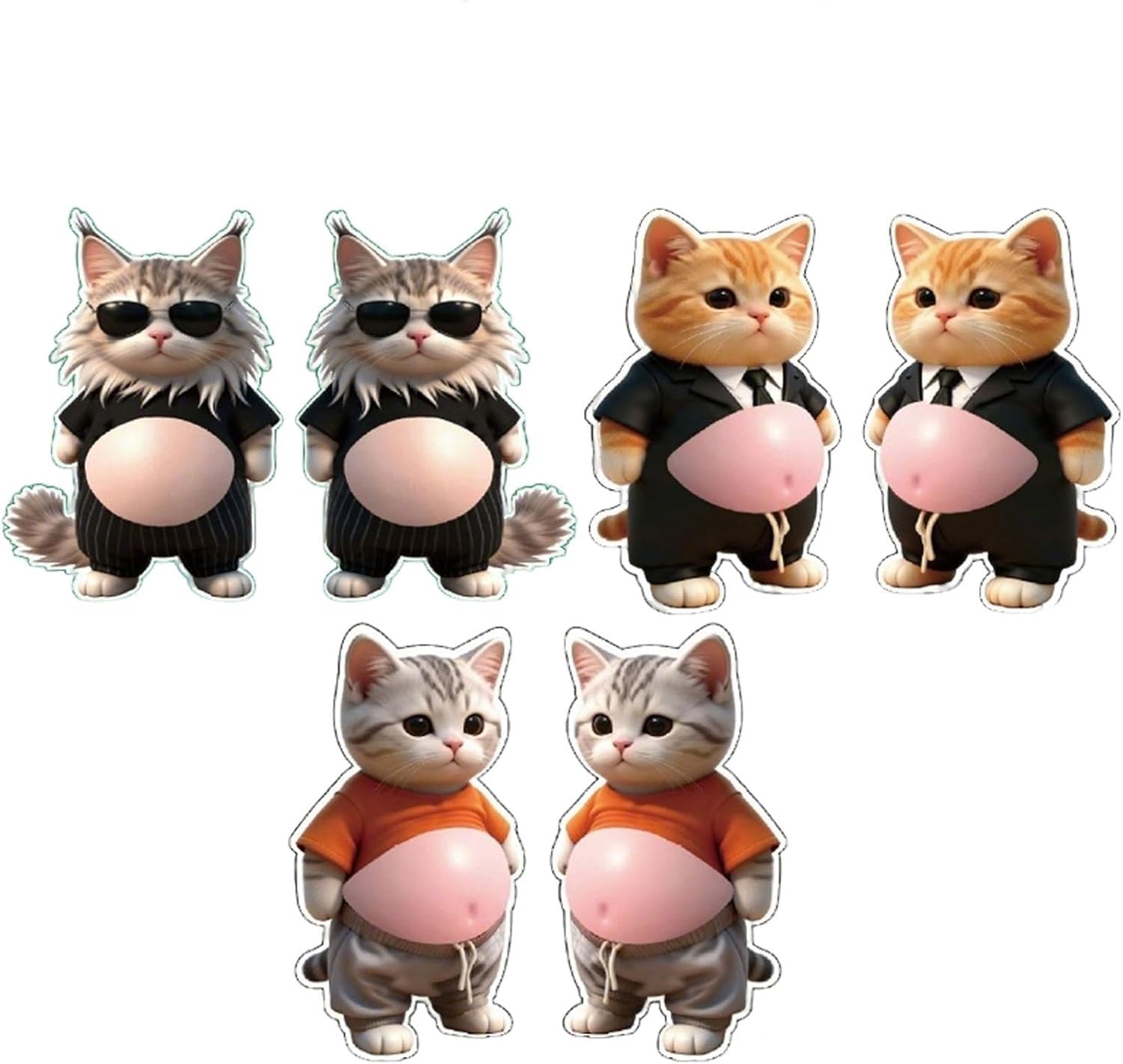 

Wemitas Dog and Cat Belly Puchi Puchi 3D Relief Sticker Set 6 Sheets