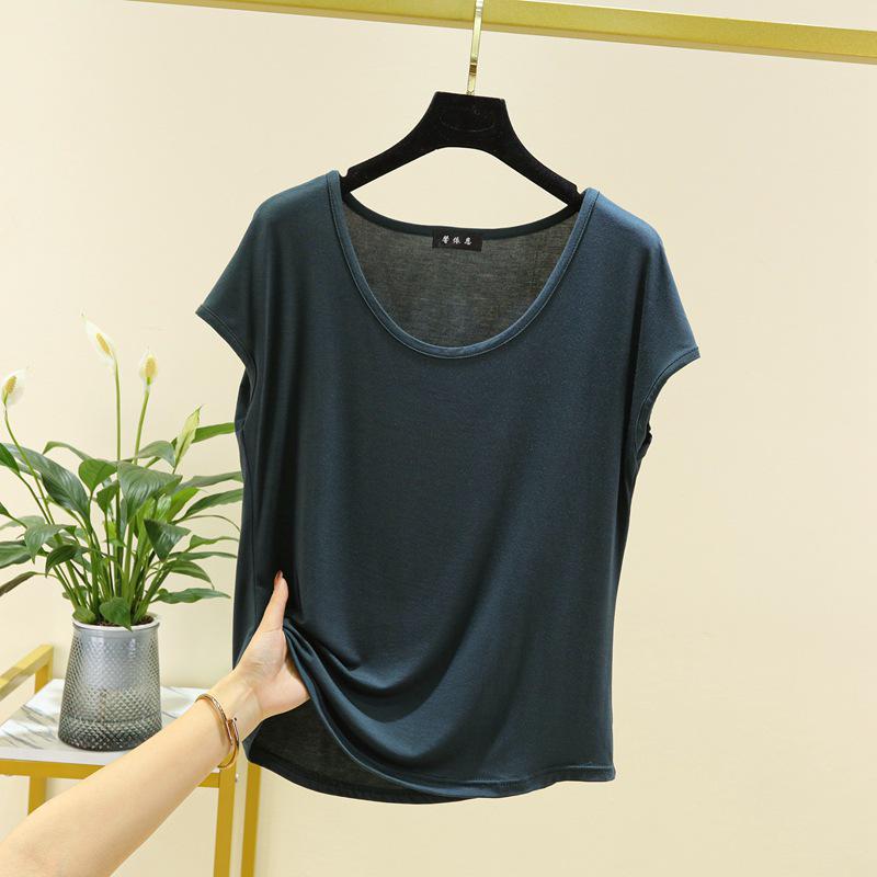 Women's Modal Sleeveless Thin Base Layer T-Shirt - Round Neck, Loose Fit, Plus Size, Solid Color, Slimming Top for Spring/Summer