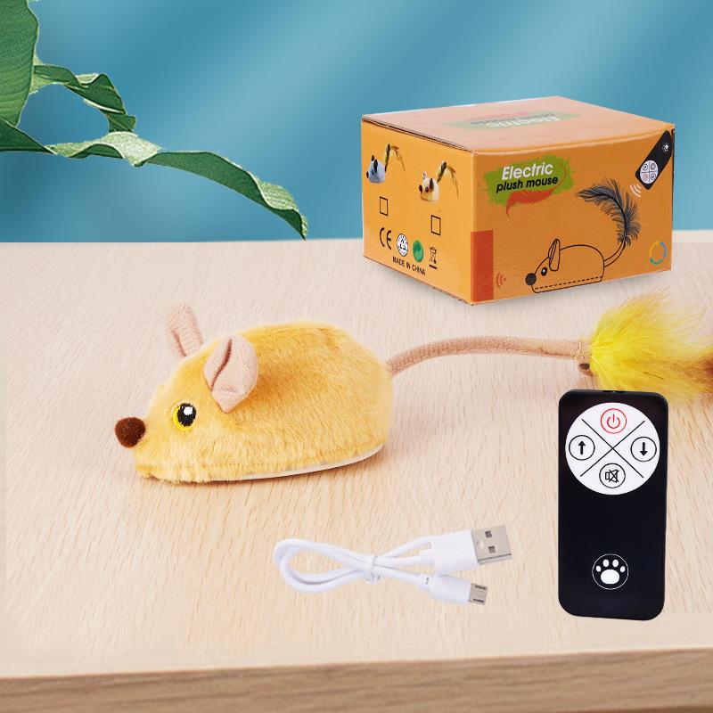 Automatic Sensing Moving Mouse Interactive Cat Toys Electronic Remote Squeaky Cat Toy For Kitten USB Rechargeable Pet Plush Toy