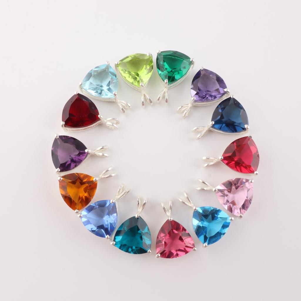 14 szt. Wisiorki z wieloma kamieniami szlachetnymi ze srebra próby 925 0,58" Zestaw biżuterii na prezent CZP-15