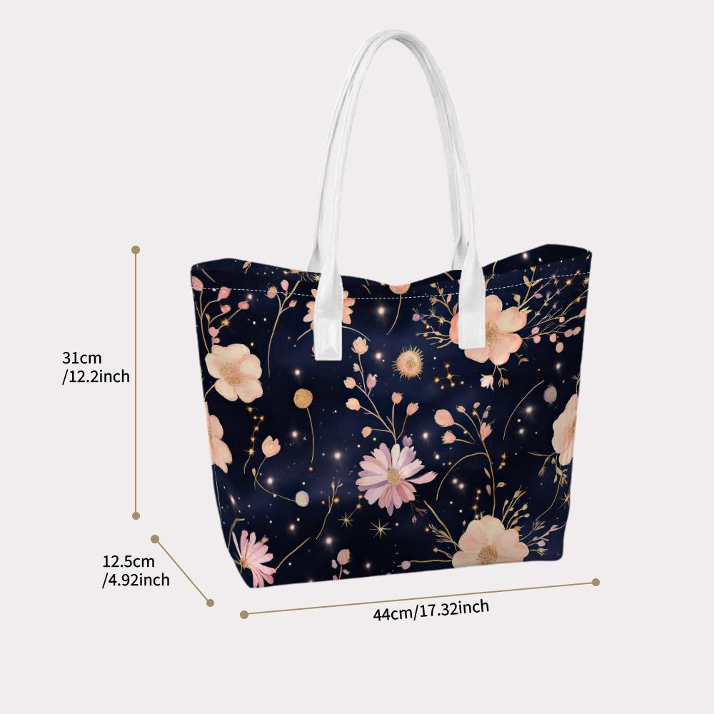 Elegant Floral Print Tote Bag for Women Casual Large Capacity Handbag for Daily Commute Travel Shopping