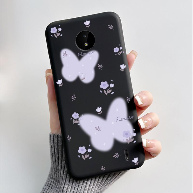 For Nokia C10 C20 C20 Plus Phone Case Luxury Fashion Butterfly Flowers Black Soft TPU Full Protective Cover For NokiaC10 Casing