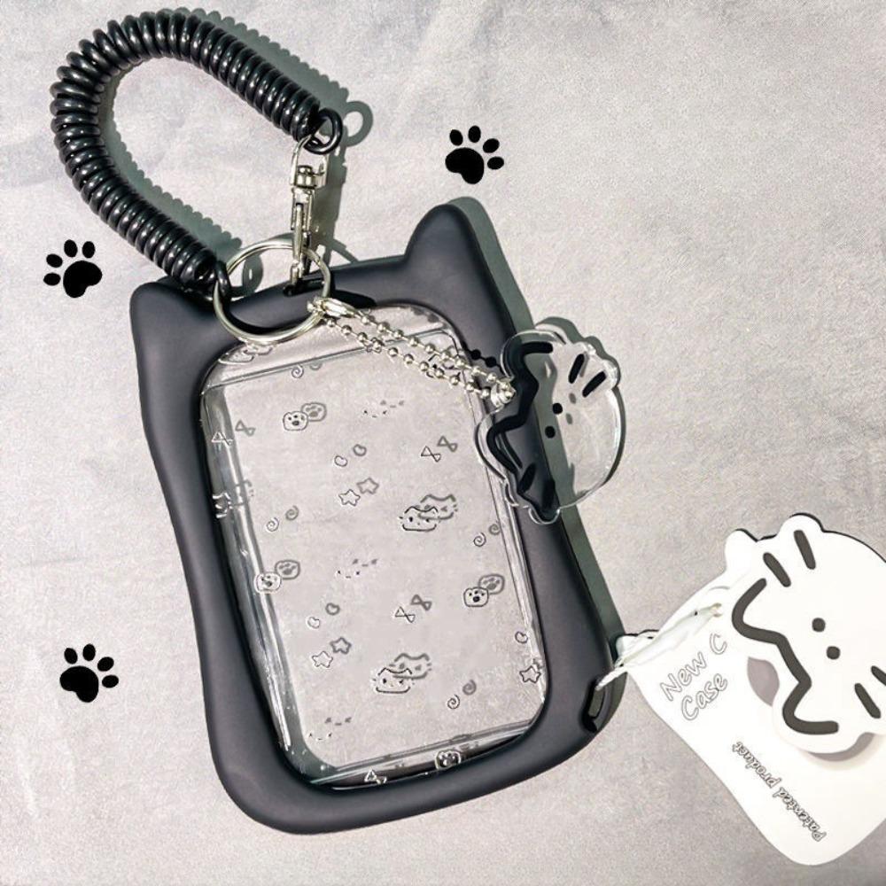 

Creative Transparent Photocard Holder Kawaii Acrylic Bag Pendant Cat Ear Portable Kpop Idol Card Holder