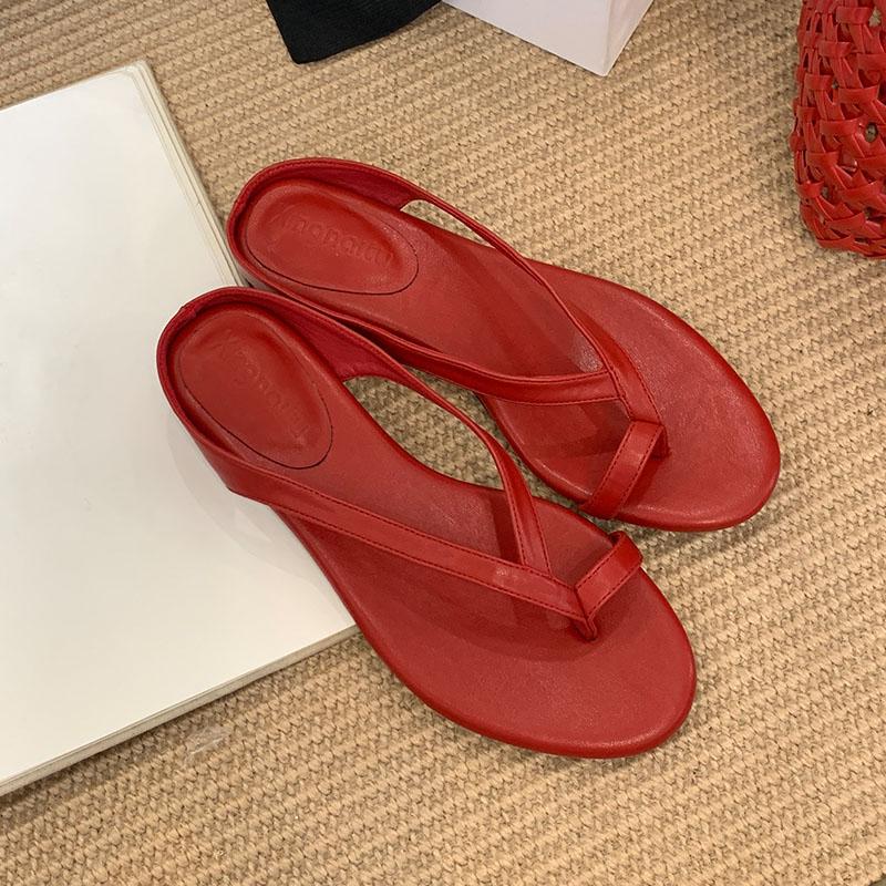 Fashion Fashion Round Toe Ladies  Low Heel Slippers Shoes Luxury Footwear Women Heeled Slippers Slides Shoes Female Sandals Flip flops