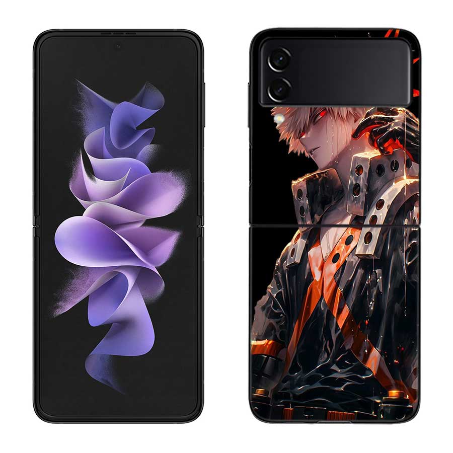 My Hero Bakugou Katsuki Phone Case For Samsung Z Flip 7 6 5G Galaxy Z Flip 5 4 3 Black Hard Cell Cover Luxury PC Shell Coque
