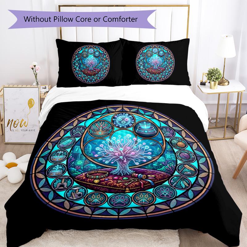 Mystical Tree Symbols Pattern Bedding,Quilt Set Quilt Cover Pillowcase Home Birthday Gift (1 * duvet cover + 2 * pillowcase, without core)