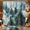 4pcs Majestic Cloud Sea Mountain Print Shower Curtain Set, Bathroom Decor Kit Includes Shower Liner, Non-Slip Mat, Toilet Cove