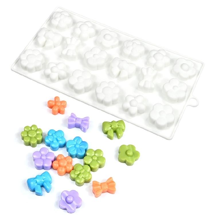 

Food Grade Silicone Baking Molds 18 Cavities Bows Flower Design For Creating Chocolate Sweet And Soft Candies 1