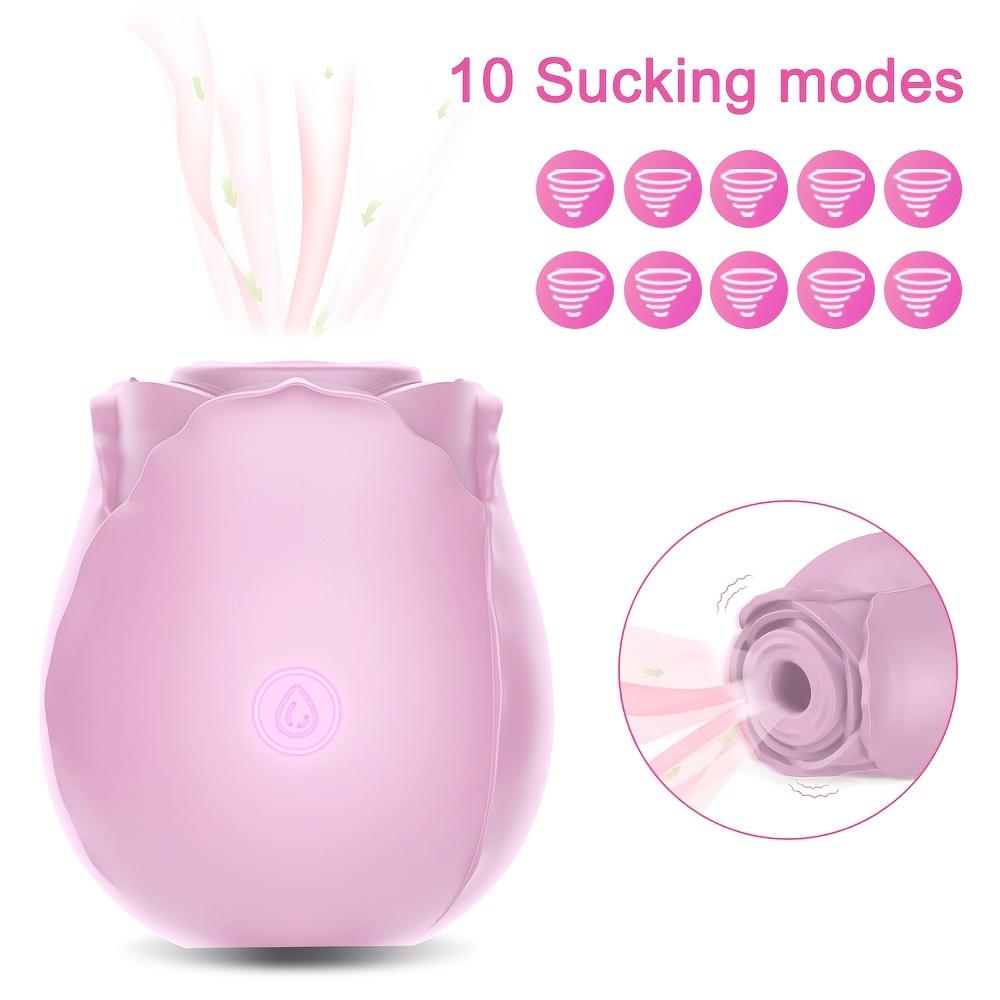 ALWUP Rechargeable Rose Shape Massage Vibrator, 10 Suction Modes, USB Magnetic Charging, Adult Products Sex Toys