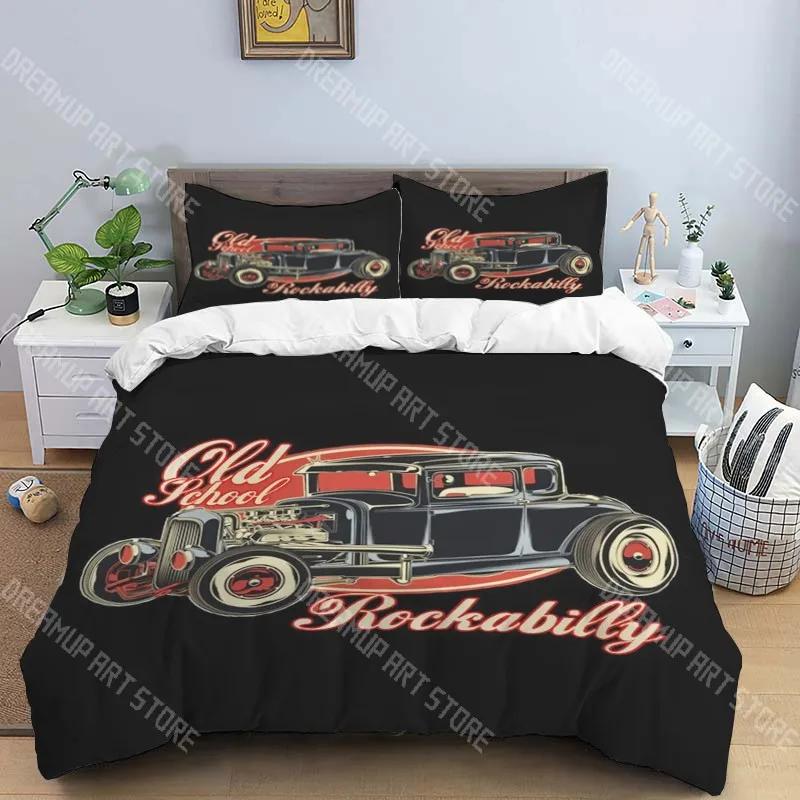 R-Retro rock hip hop music fashion trend print three piece set suitable for children or adults quilt cover pillowcase bedding