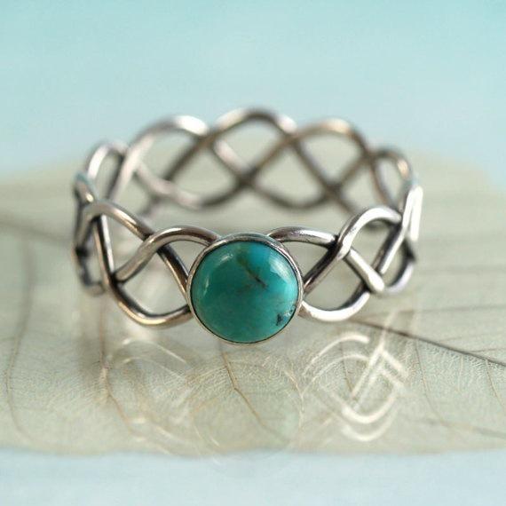 Turquoise Inlaid Gemstone Ring - European & American Creative Style Women's Fashion Jewelry