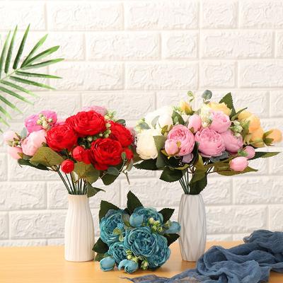 30cm 9 Head DIY Decor Home Ornament Wedding Party Decoration  Rose Bouquet Artificial Flowers  Silk Peony