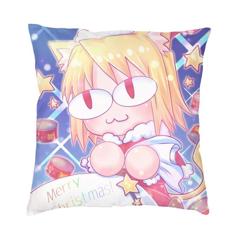 Neco Arc Funny Meme Square Throw Pillow Cover Home Decor 3D Double Side Print Cartoon Animation Cat Cushion Cover for Car 30x30cm 12x12in