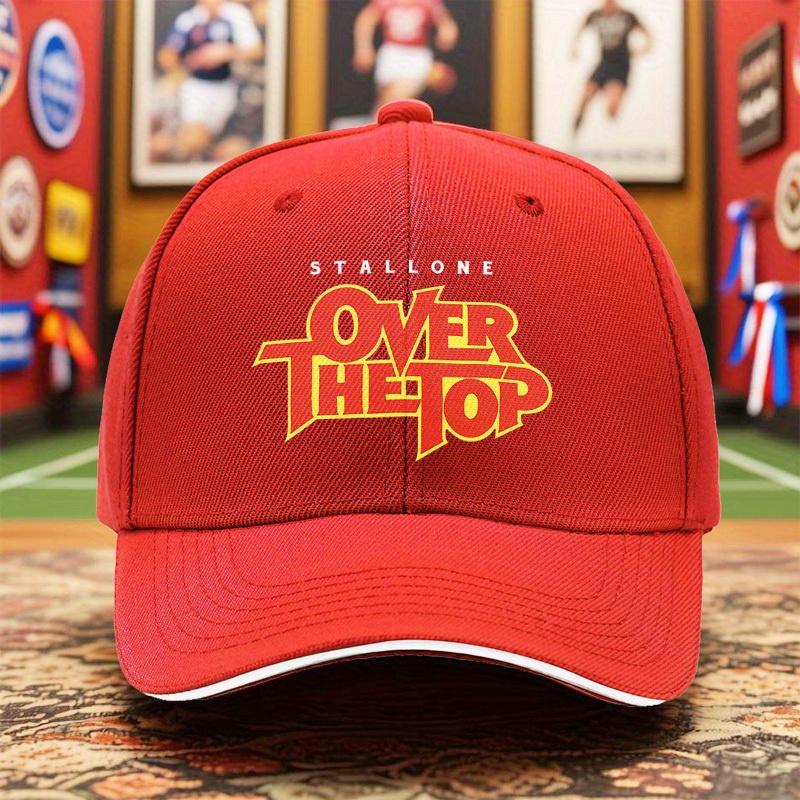 1pc Lightweight Baseball Cap Hat  Adjustable Snapback Closure Bold STALLONE OVER THE TOP Graphic Black Baseball Cap for Gym One Size