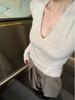 Women's Solid V-Neck Knitted Sweater: New Autumn/Winter Style, Slim Fit, Versatile Long-Sleeve Top