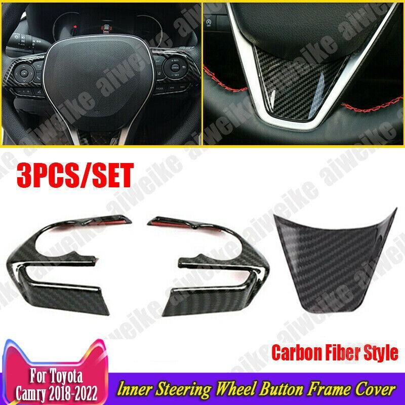 For Toyota Camry 2018-2023 Carbon Fiber lnner Steering Wheel Button Frame Cover