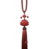 "Sandalwood Double Lotus Rearview Mirror Pendant - High-End Car Interior Accessory"