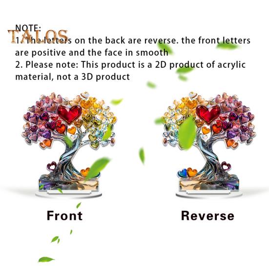 Love Heart Tree Ornament Colorful Acrylic 2D Flat Decoration Valentine's Day Decor Tabletop Butterfly Tree for Home Mantel End Table Desk Decor