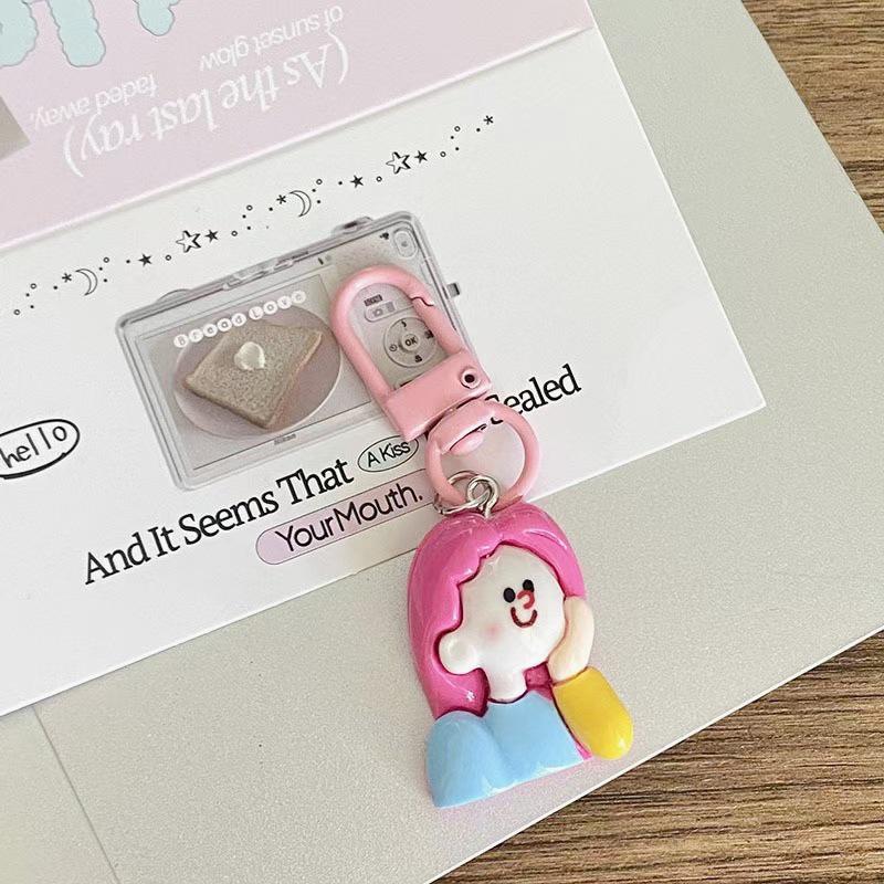 Quirky Cartoon Clown Girl Keychain for Bags - Unique Pendant Ornament Gift
