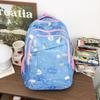 Cute Space Print Backpack Kids School Bag With Clouds Planets Design Soft Fabric Daily Use
