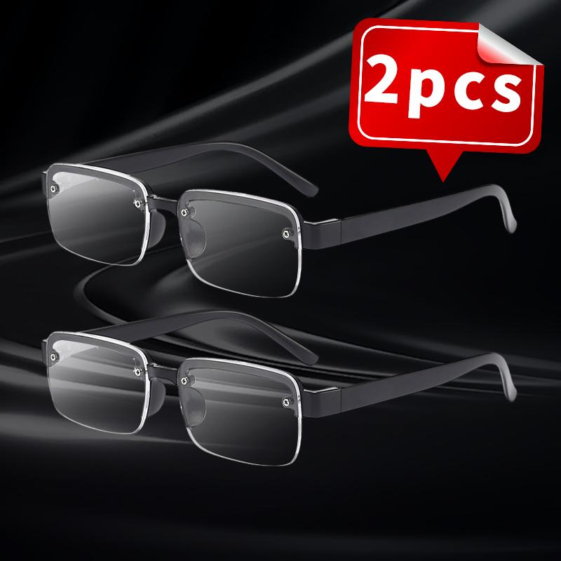 2pcs Reading Glasses for Men Glasses Imitation Crystal Half-frame Presbyopia Glasses Diopter +1.0 To +4.0 Eyeglasses