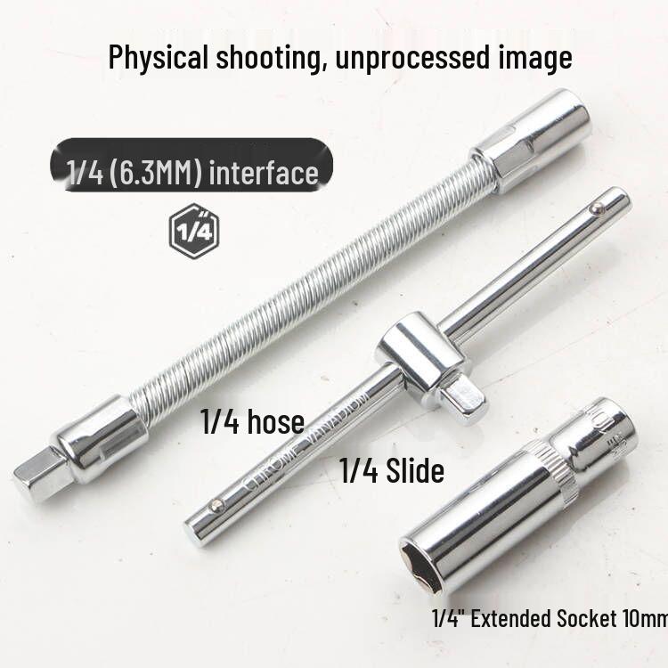1/4 Socket Wrench Accessories: 6.3mm Ratchet, Hose Slide, Connecting, and Extension Rods
