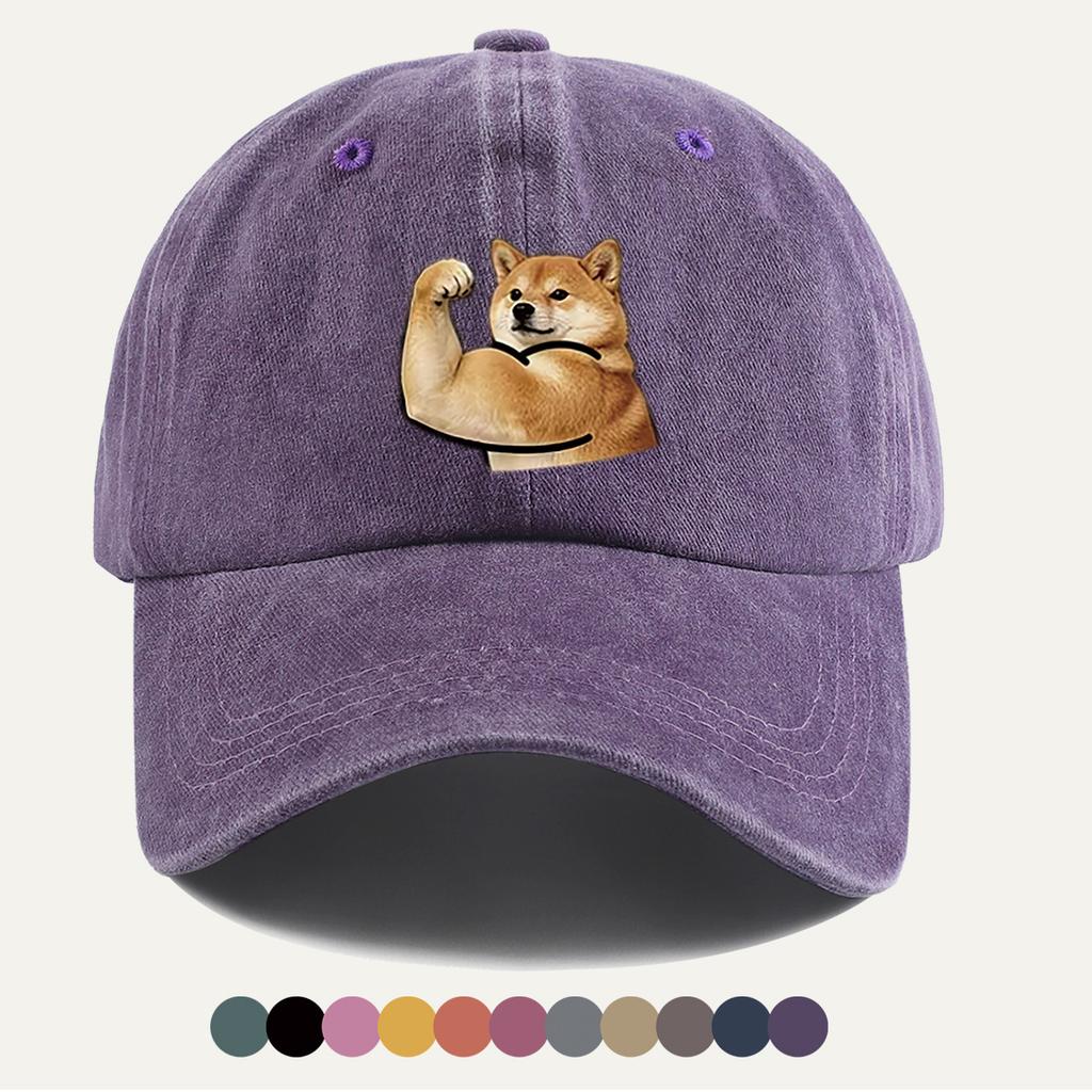 pc Shiba Inu Muscle Arm Fun Print Baseball Cap Individual Trendy Duckbill Hat Adjustable Size Fashion Street Style Headwear