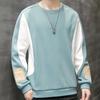 Men's Color Block Sweatshirt Contrast Panel Pullover Loose Fit Casual Top With Patches Streetwear