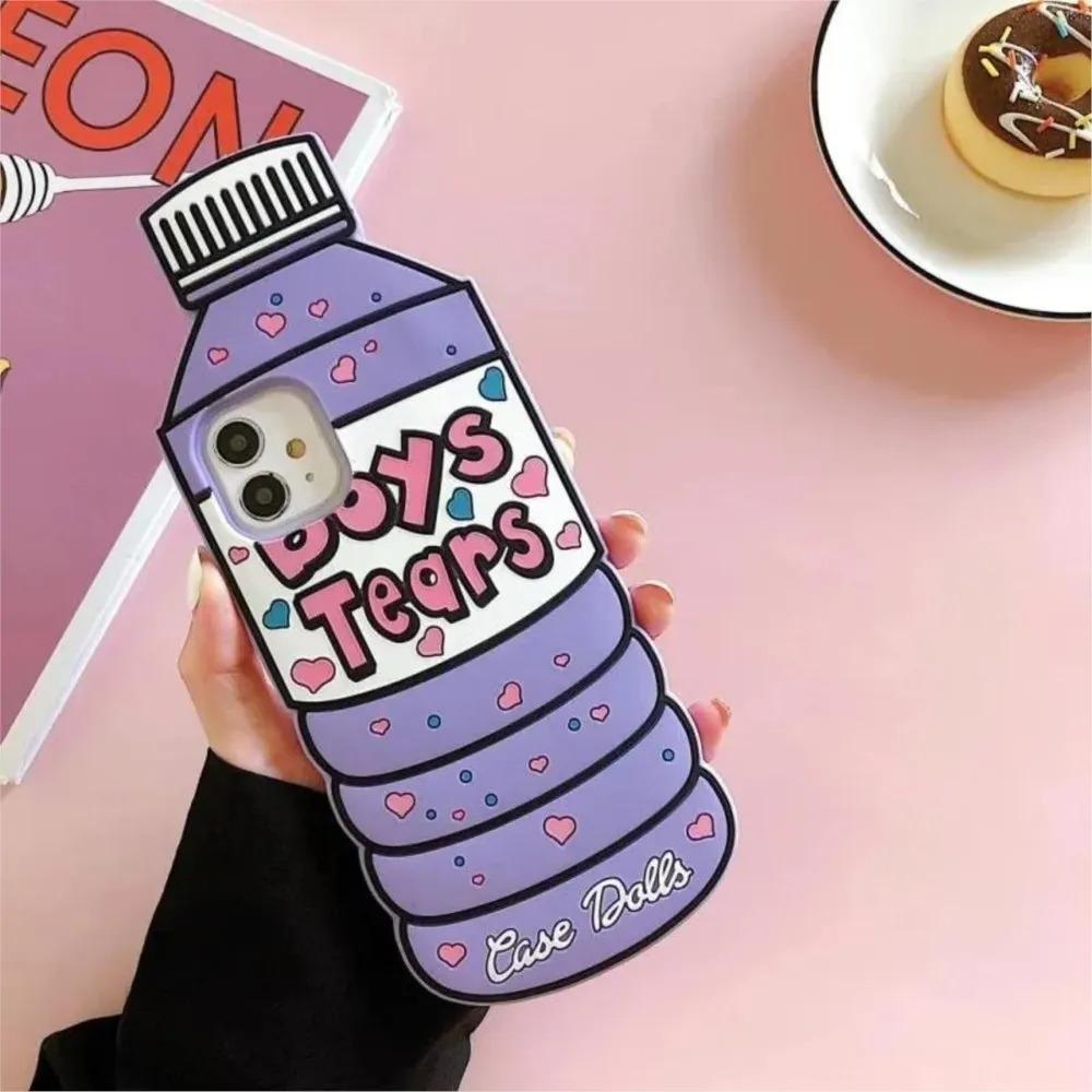 For iPhone 16 Promax 15 14 Pro Max 13 Plus  3D Cartoon Water Bottle Phone Case Soft Silicone Cover