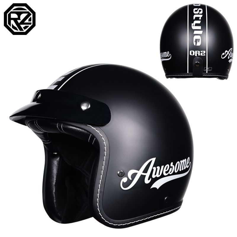 Retro Motorcycle Helmet Men's and Women's Electric Vehicle Scooter 3/4 Half Helmet