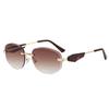 European Style Frameless Oval Sunglasses With Uv400 Protection For Fashion And Travel