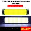 1/2PCS LED Car Interior Light 12V 24V Highlight COB Cabin Car Reading Night Strip Light with On Off Switch For Lorry Truck RV