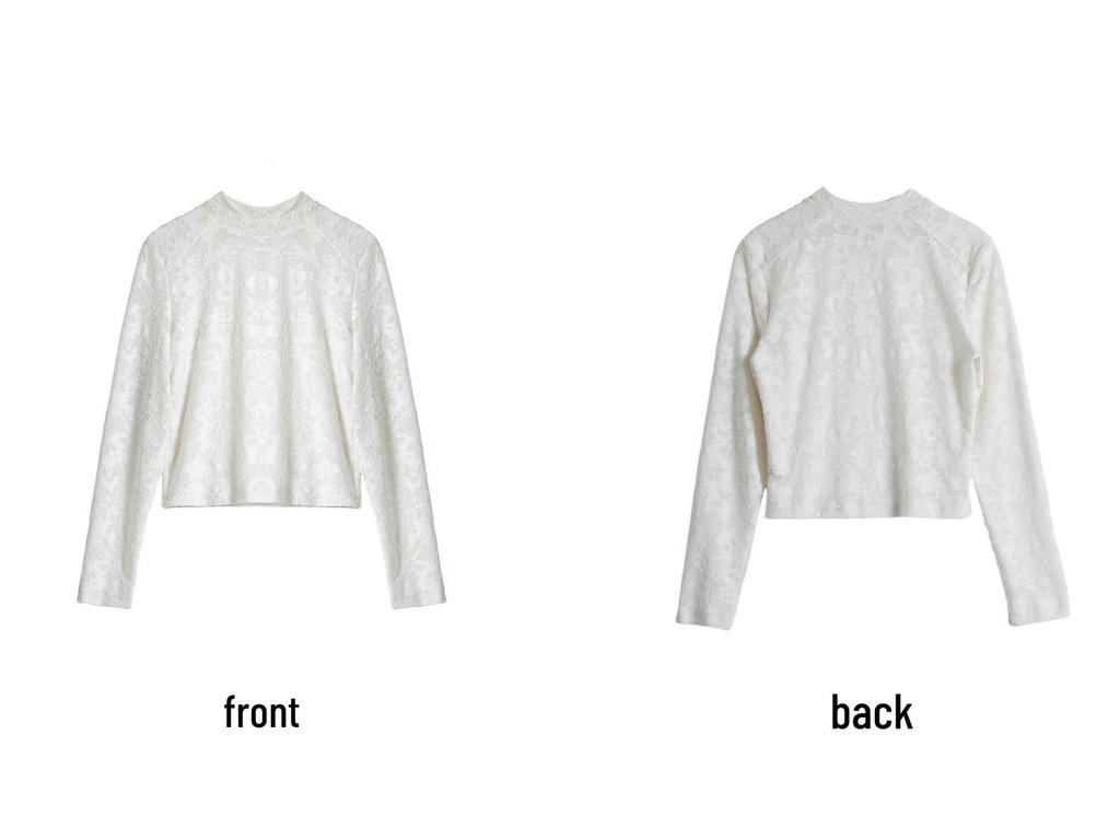 Spring 2026 Chinese-Style Lace Jacquard High Neck Knit Pullover T-Shirt