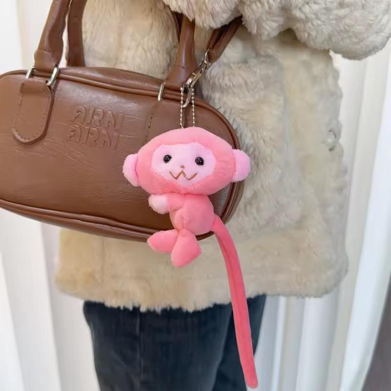 Cartoon Long Tailed Monkey Doll Key Chain Pendant DIY Plush Toy Doll Keychain Backpack Pendant Accessories Gift for Children