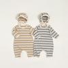 Korean-Style Ribbed Footed Romper: Colorful, Long-Sleeve, Unisex Baby Jumpsuit for Autumn.