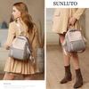 SUNLUTO Women's Backpack, Cute and Stylish, Small, 10 Pockets, Large Capacity, Fits a 9.7-inch iPad, Mini Bag, Waterproof, Lightweight, Oxford + PU